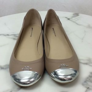 Coach Nude Ballet Flat Silver Cap Toe