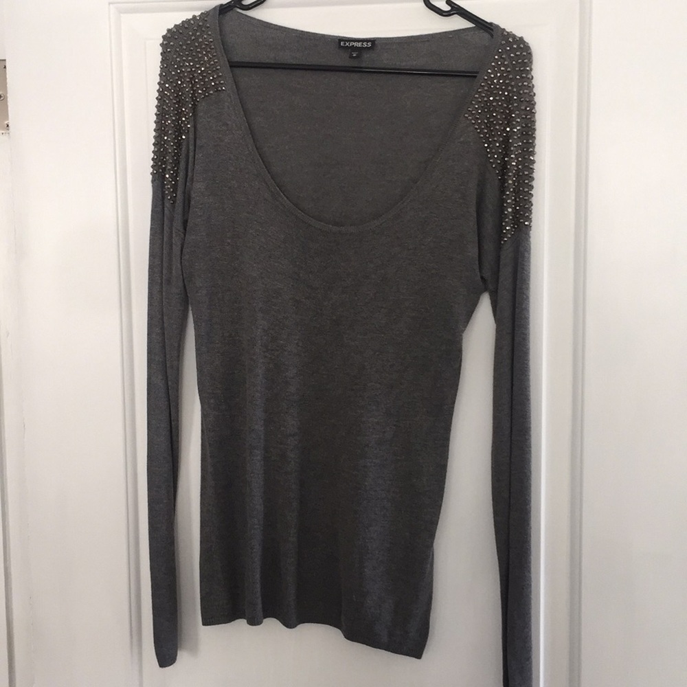 Gray studded sweater