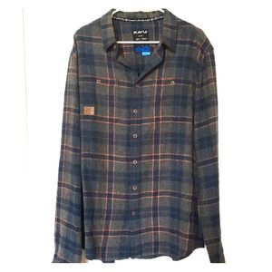 KAVU Men’s Flannel- Blue/Grey/Orange