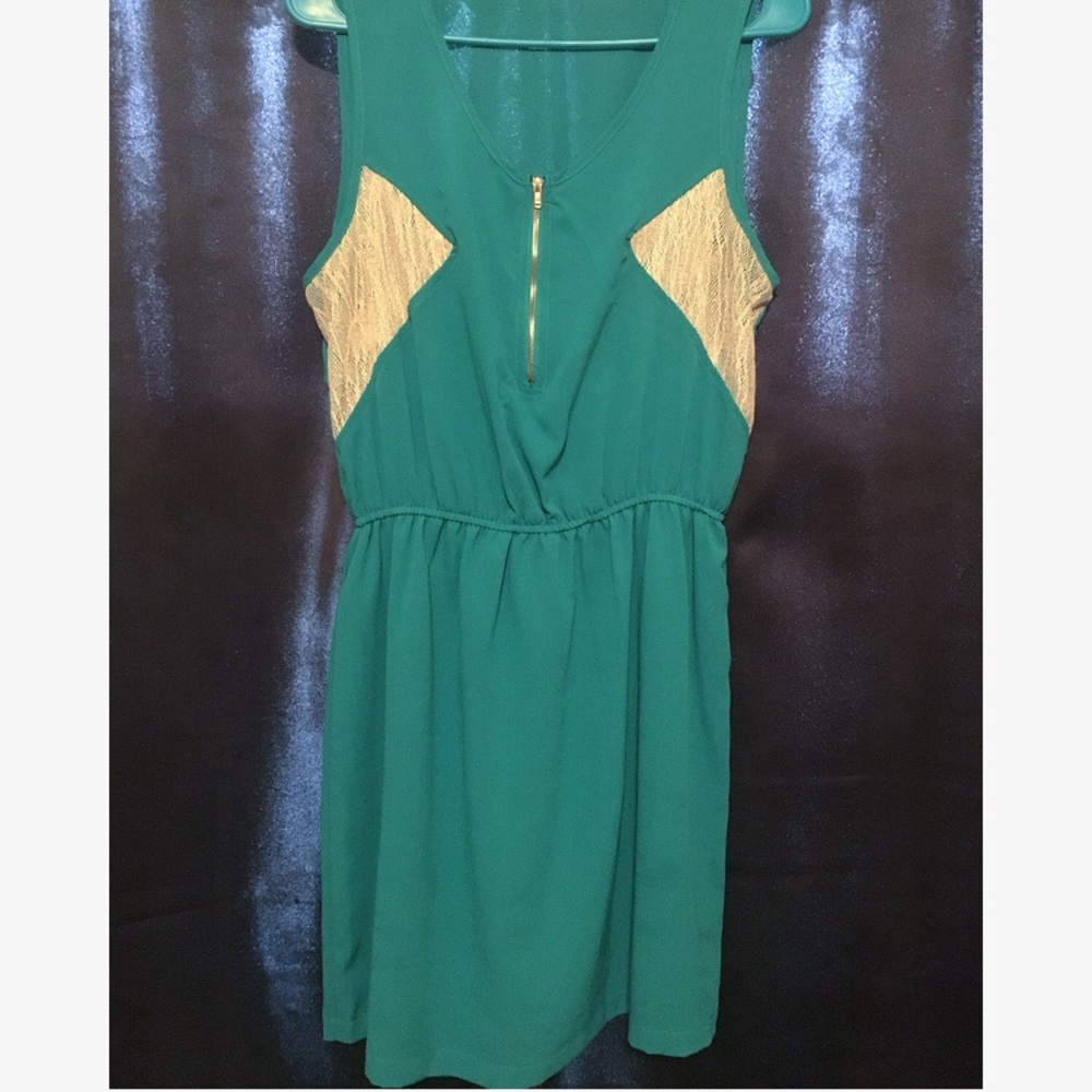 Teal and gold Zipper dress