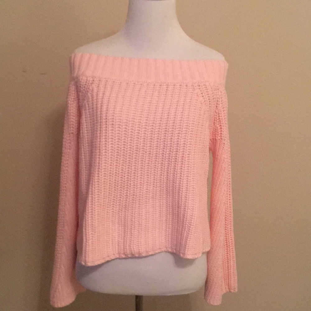 525 America Off the Shoulder Crop Sweater