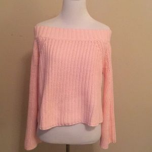 525 America Off the Shoulder Crop Sweater