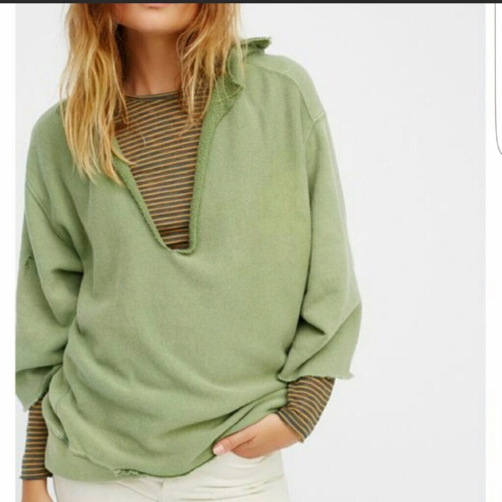 Free People distressed hoodie tunic