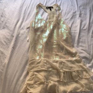 BCBG shiny white mini dress