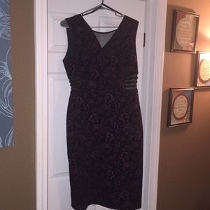 Nice velour dress burgundy and black size 14-