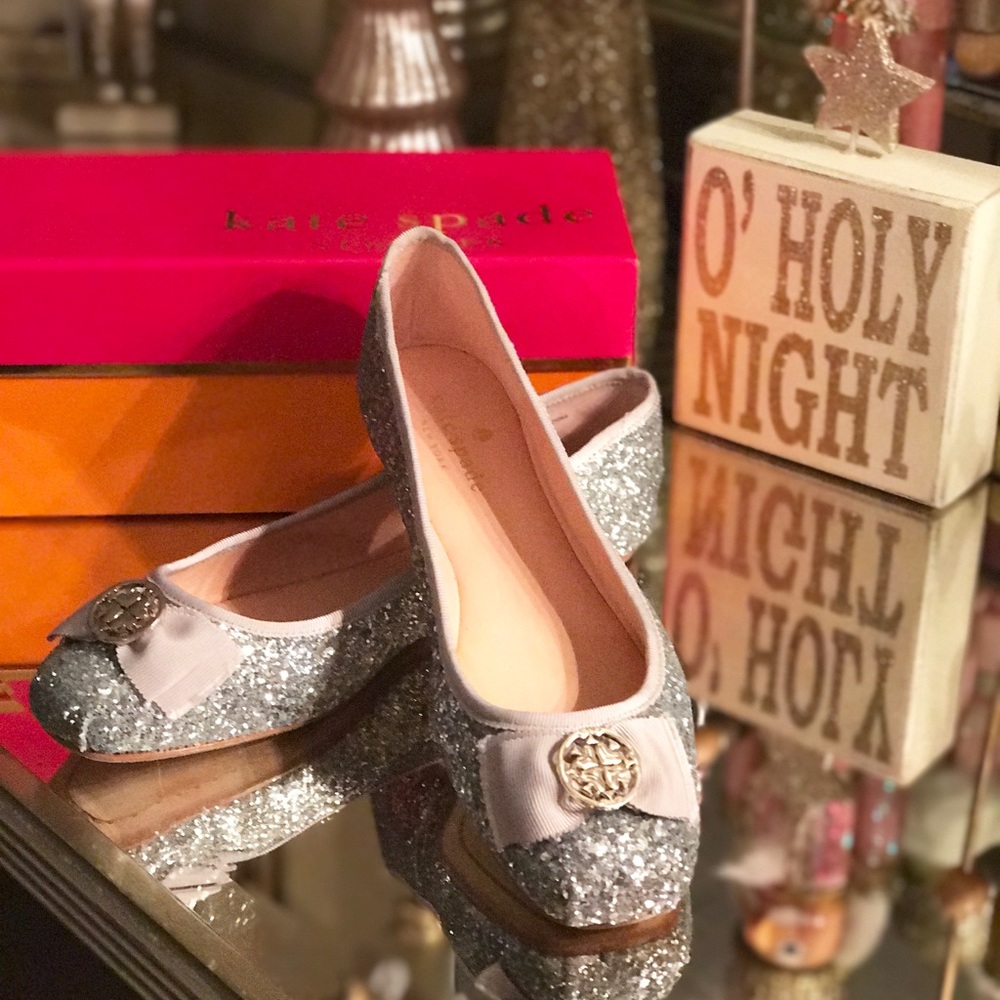 Kate Spade silver glitter ballet flats