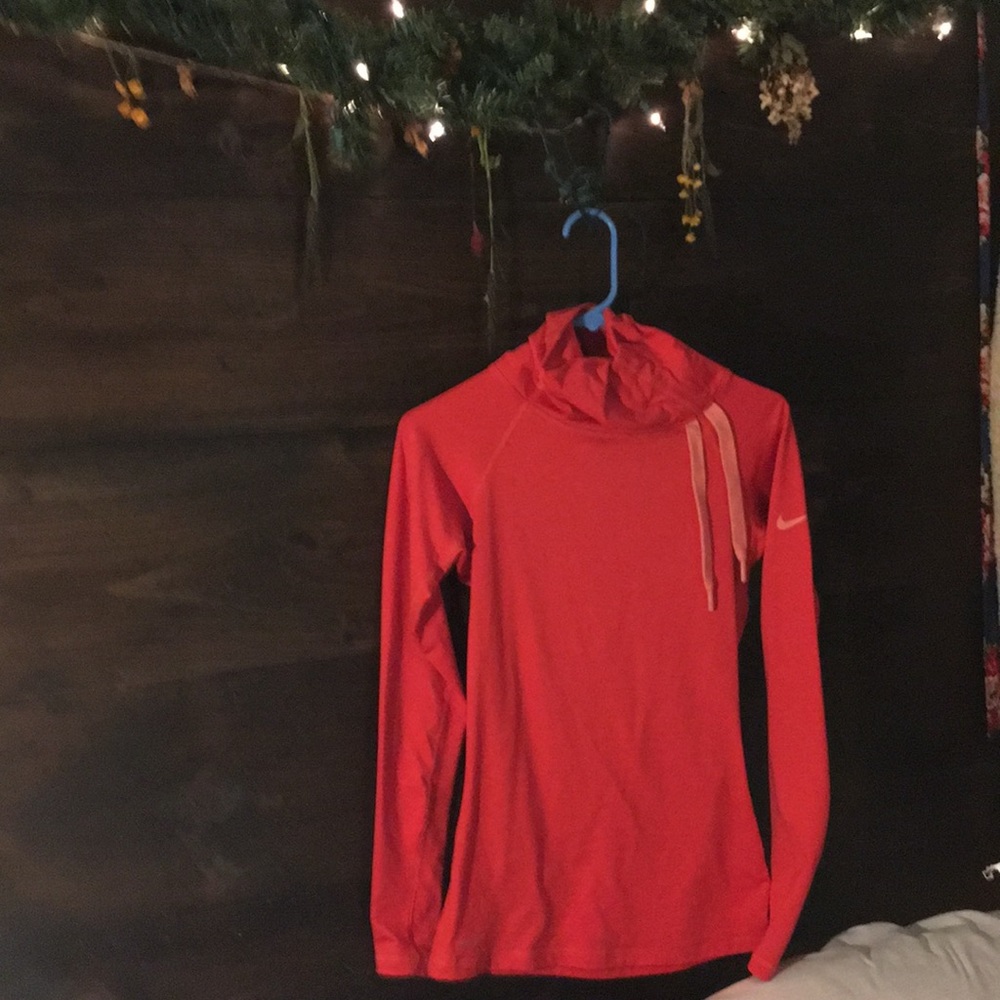 Nike cowl neck workout running long sleeve coral