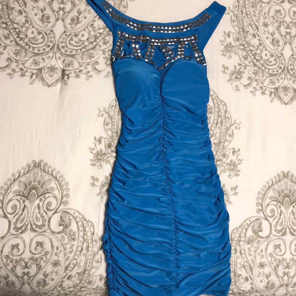 Stretchy Blue Mini Dress