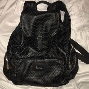 Victors Secret PINK Black Faux Leather BackPack