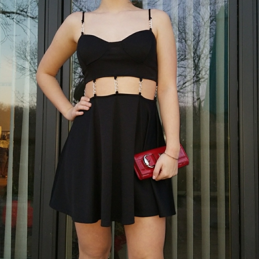 💗Black Chained Club Dress/Skater Skirt💖NWOT