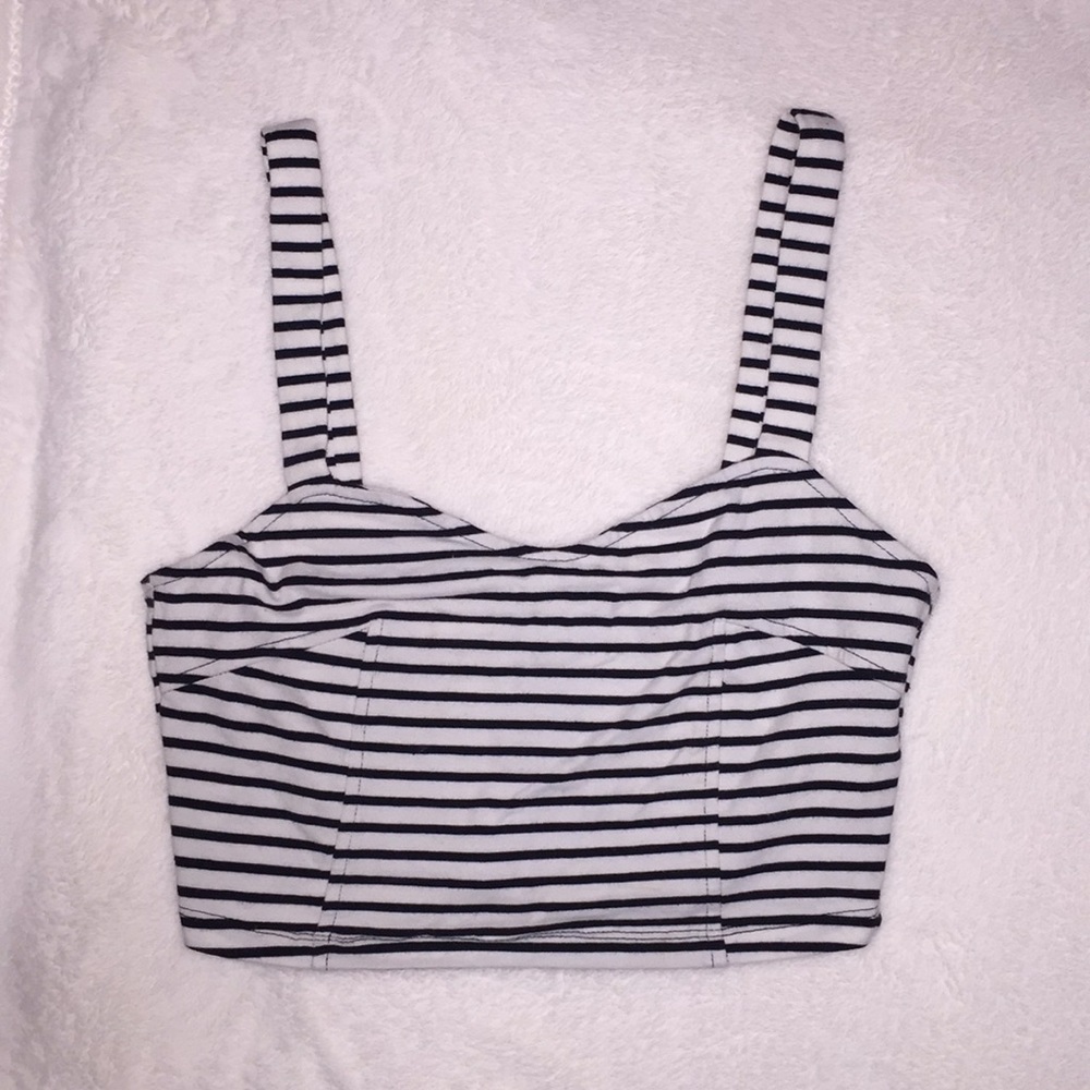 Stripe Zip-up Back Bralette Top