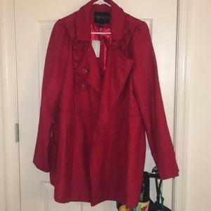 📍🆕Fancy Red Trench Wool Coat 1X