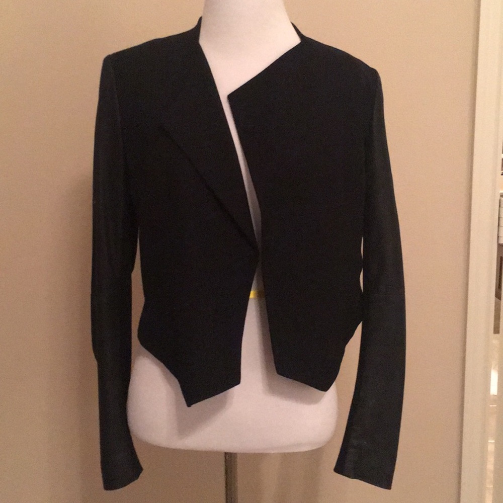 Theory Drape jacket with leather sleeves