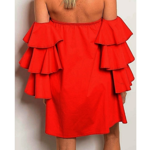 💥5-Stars Tripled Layered Ruffled Sleeve Dress - Picture 2 of 2