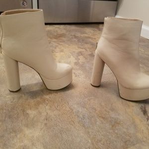 Creme chunky go-go boots