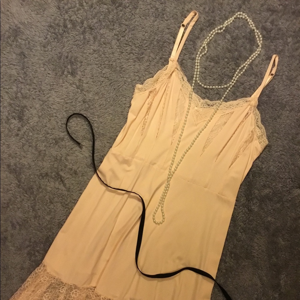 Anthropologie “Pinkerton” Blush Lace Slip Sz M