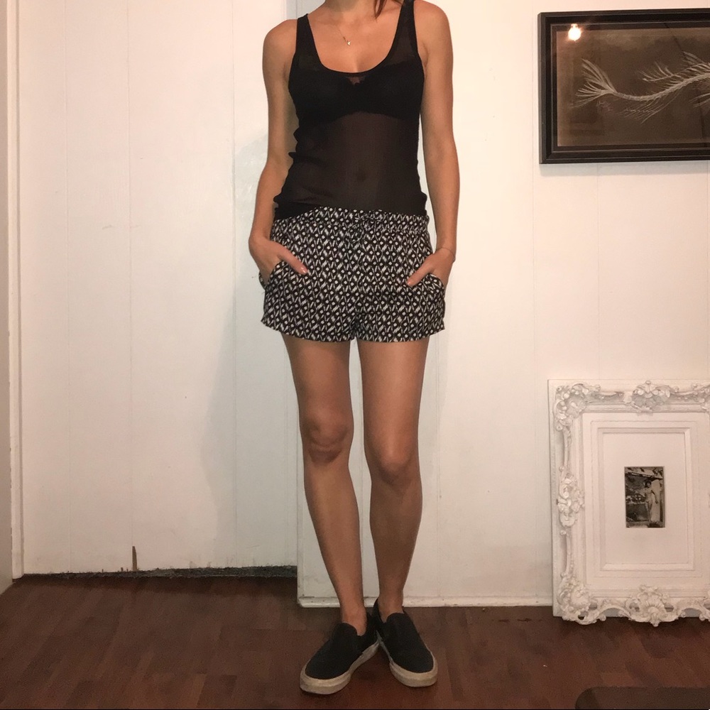 Black and white marble silk shorts
