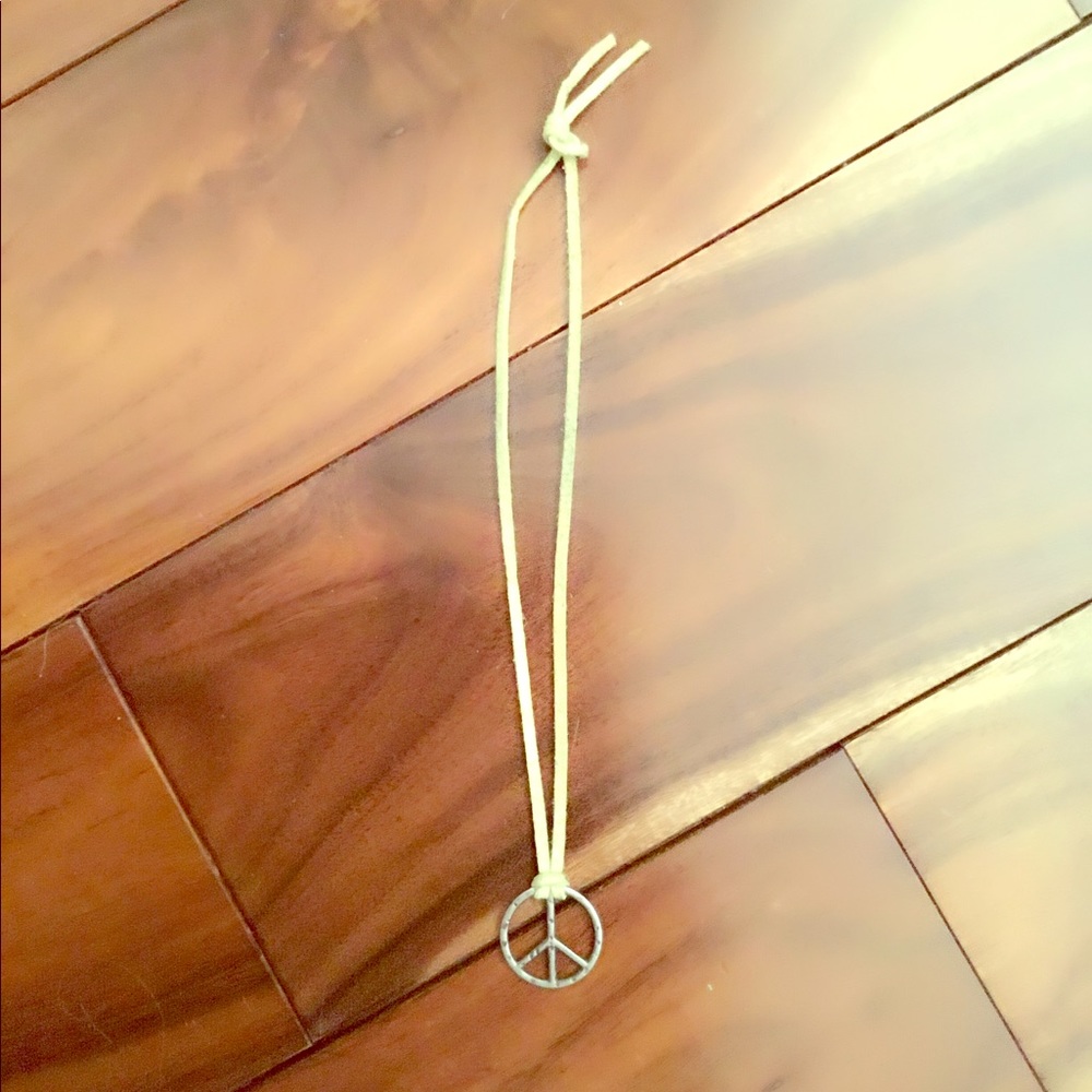 Suede Beige Peace Choker Necklace