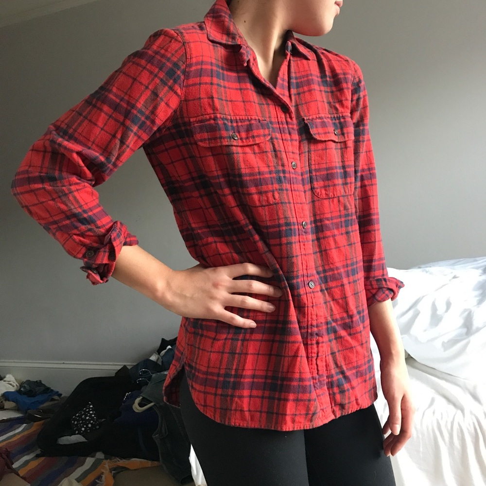 Madewell red plaid flannel