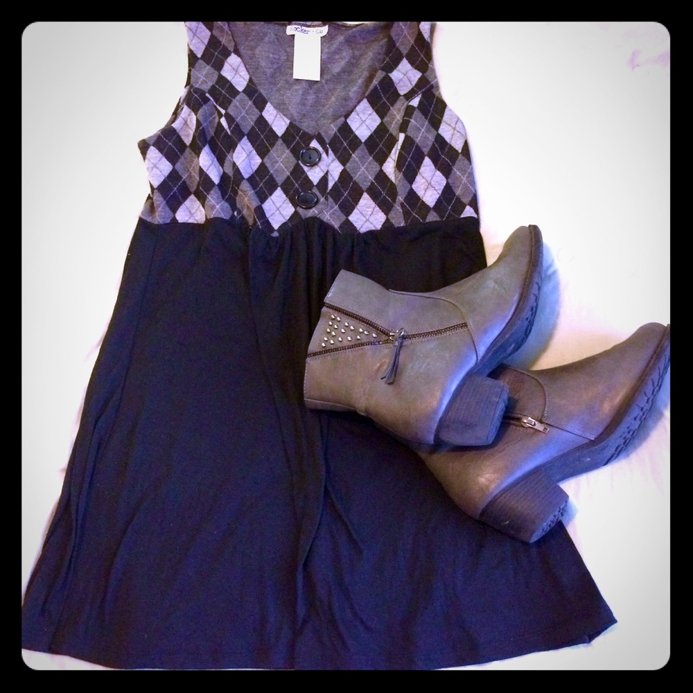 Argyle Baby Doll Classic-Look Top 🏁🖤