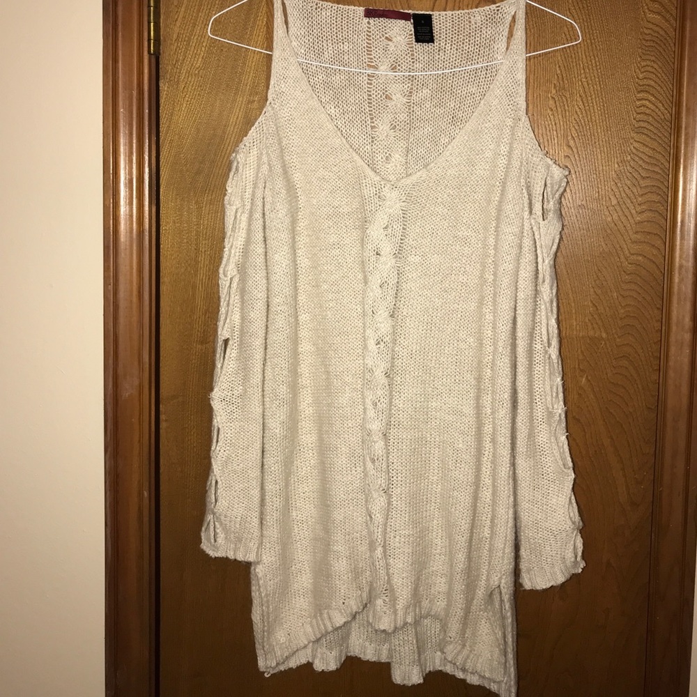 Buckle red off the shoulder sweater