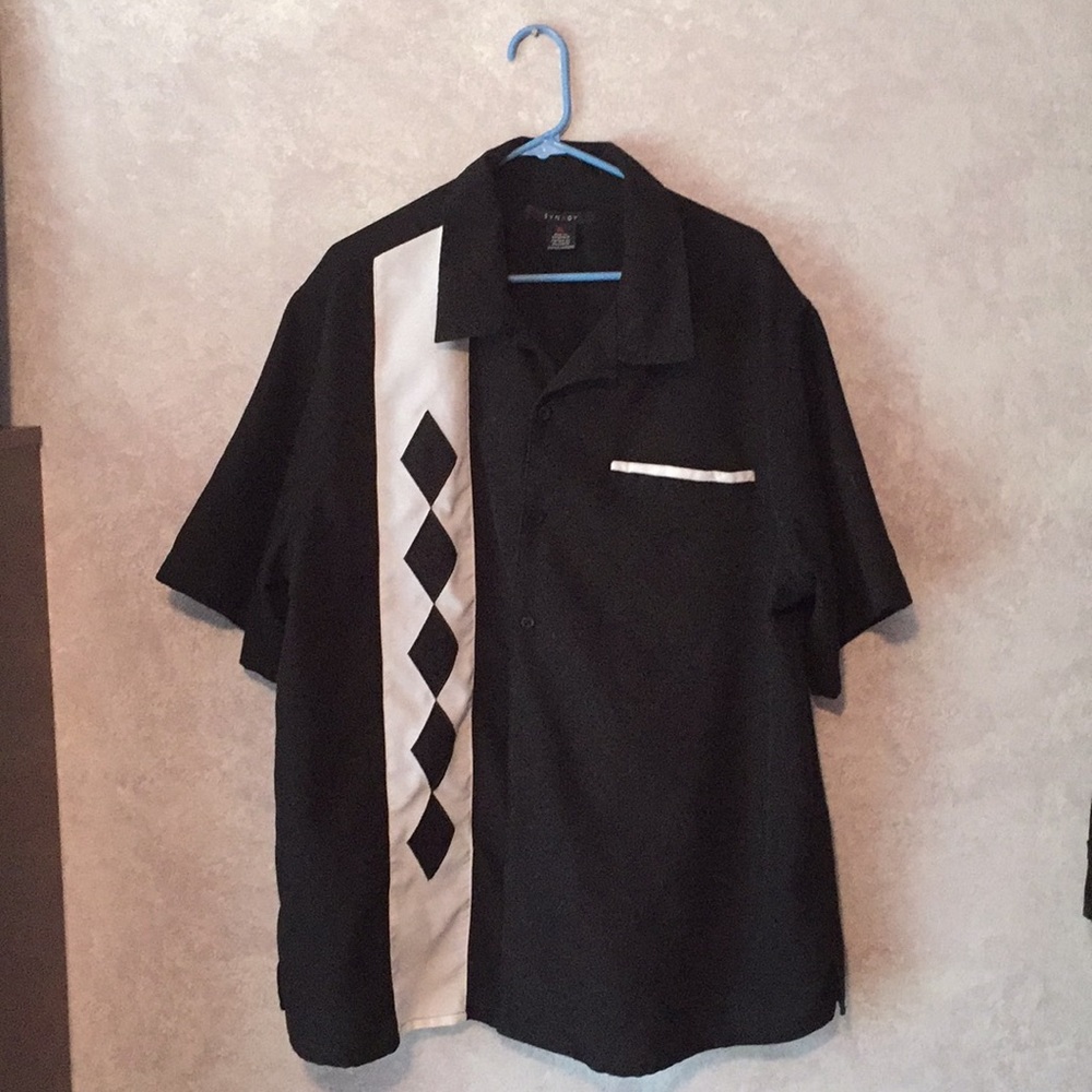 Black and white bowling shirt