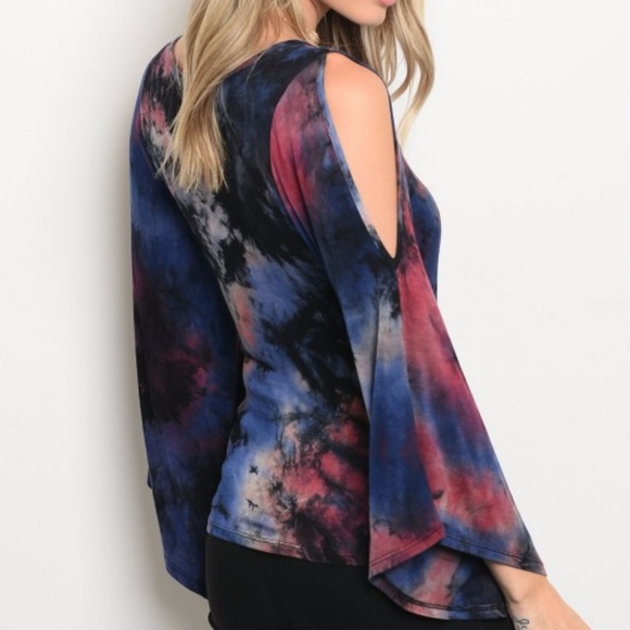 VAVA BY JOY HAN TIE DYE FLARED SLEEVED TOP NWT - Picture 3 of 3