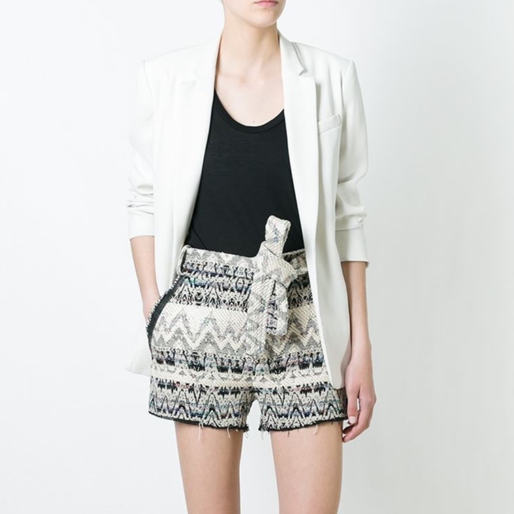 $550 IRO Silvery tie-front bouclé-knit short NWT
