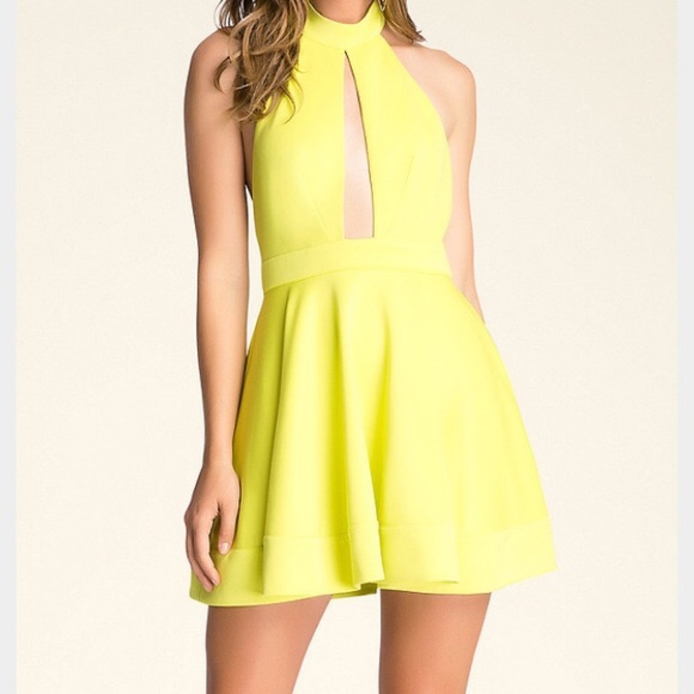Bebe Lime green halter dress