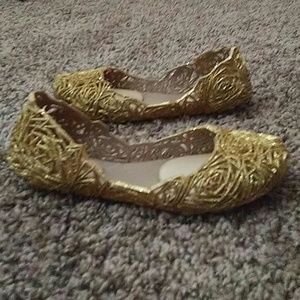 🌈 5/$25 Glittery Gold Flats