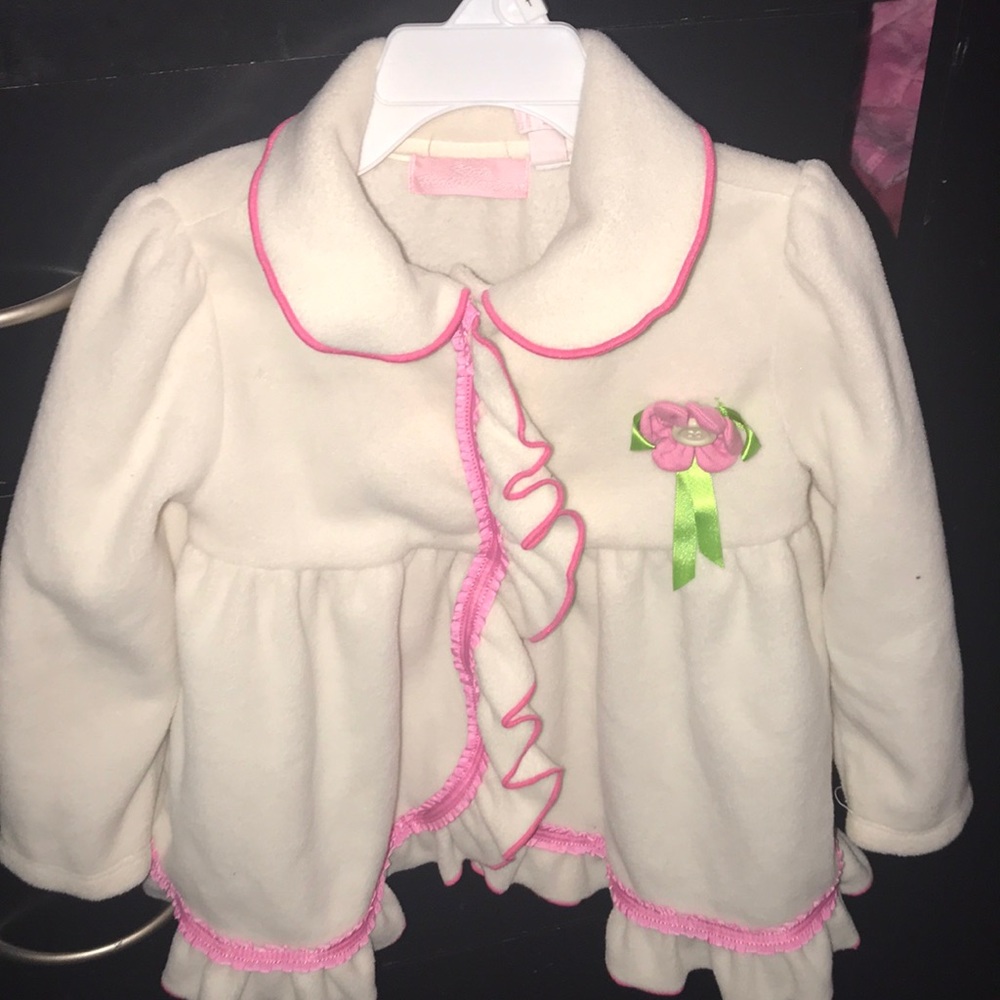 Pink and White two snap sweater