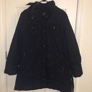 📍🆕A.N.A Black Heavyweight Long Coat w/hood XL