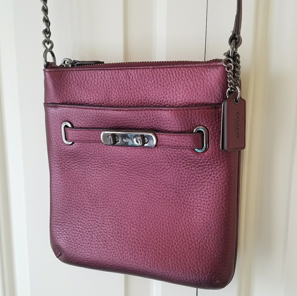Coach Metallic Cherry Pebble Leather Crossbody Bag