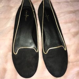 Cole Haan Dana Slipper - Black Suede w/Gold Piping