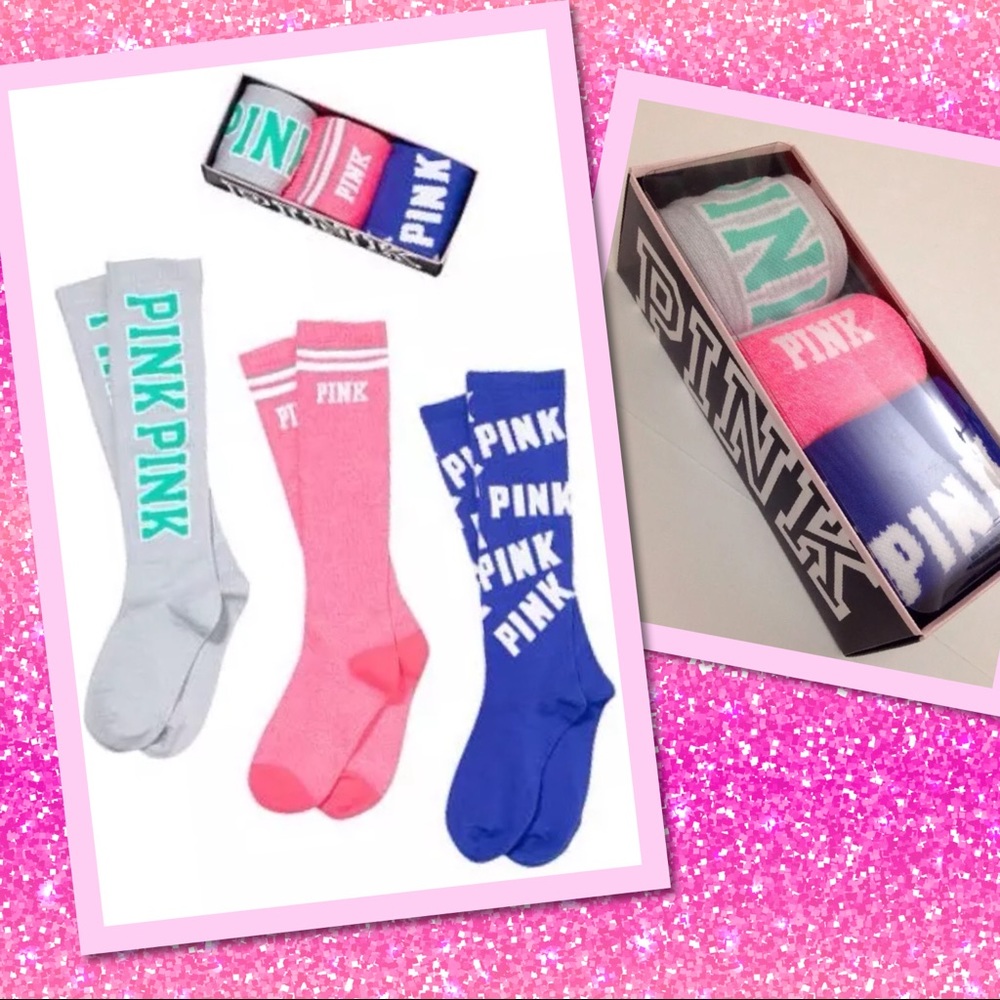 Victoria’s Secret PINK 3 Pack Socks NEW in Box
