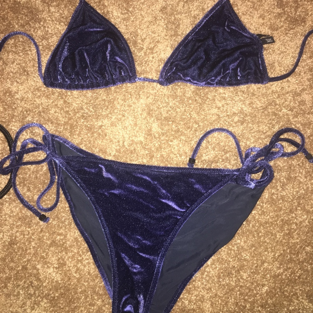 Sz: S blue velvet triangl bikini!