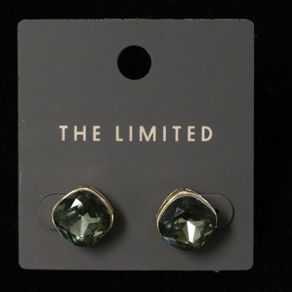 NWT small gold with green crystal earring LTDE56 - Picture 2 of 7
