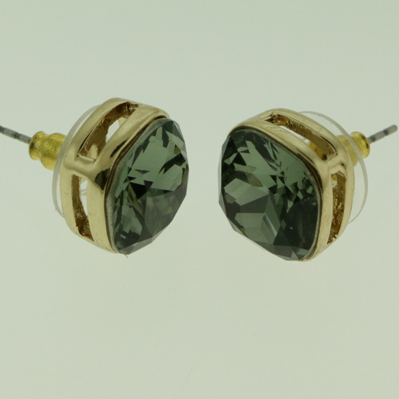 NWT small gold with green crystal earring LTDE56 - Picture 7 of 7