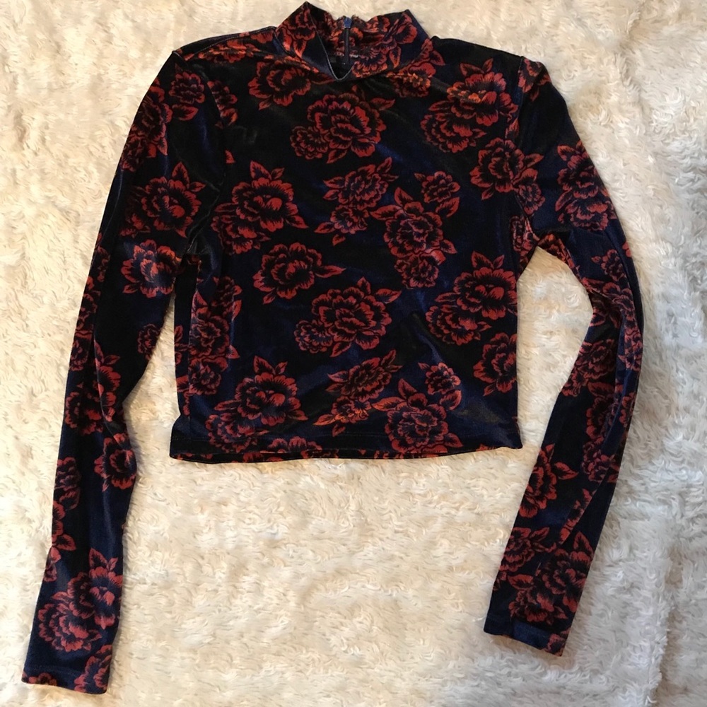Velvet rose crop top