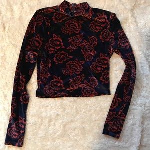 Velvet rose crop top