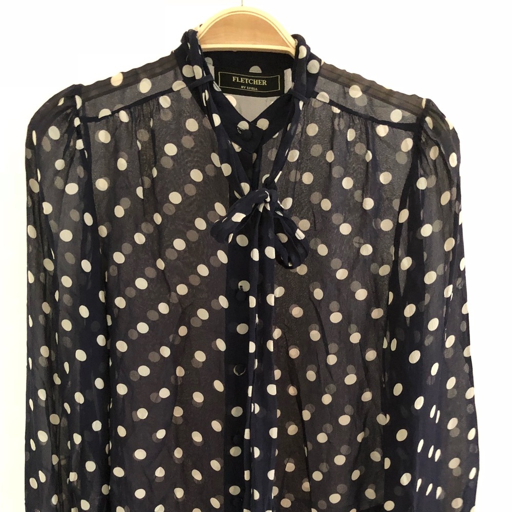 Fletcher by Lyell navy/white polka dot button up
