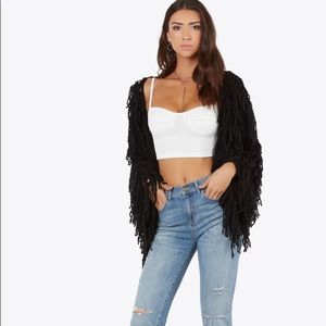 NEW** Black Fringe Knit Coat