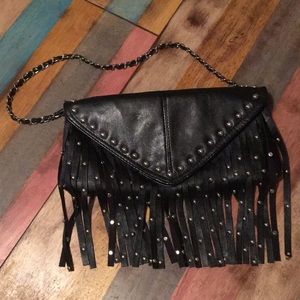 Black Studded Fringe Purse