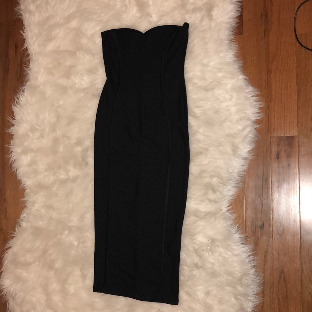 Black midi bodycon bandage dress