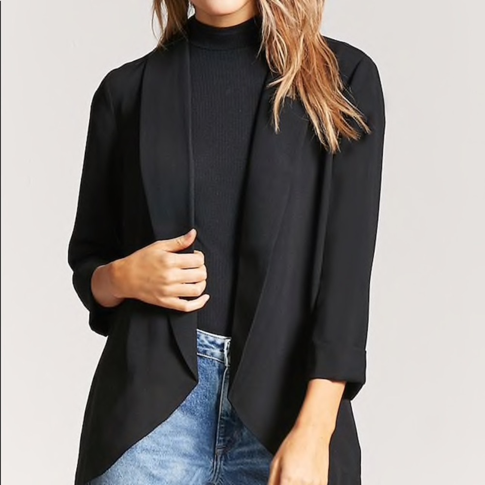 NWT Forever 21 Black Open Front Blazer (size L)