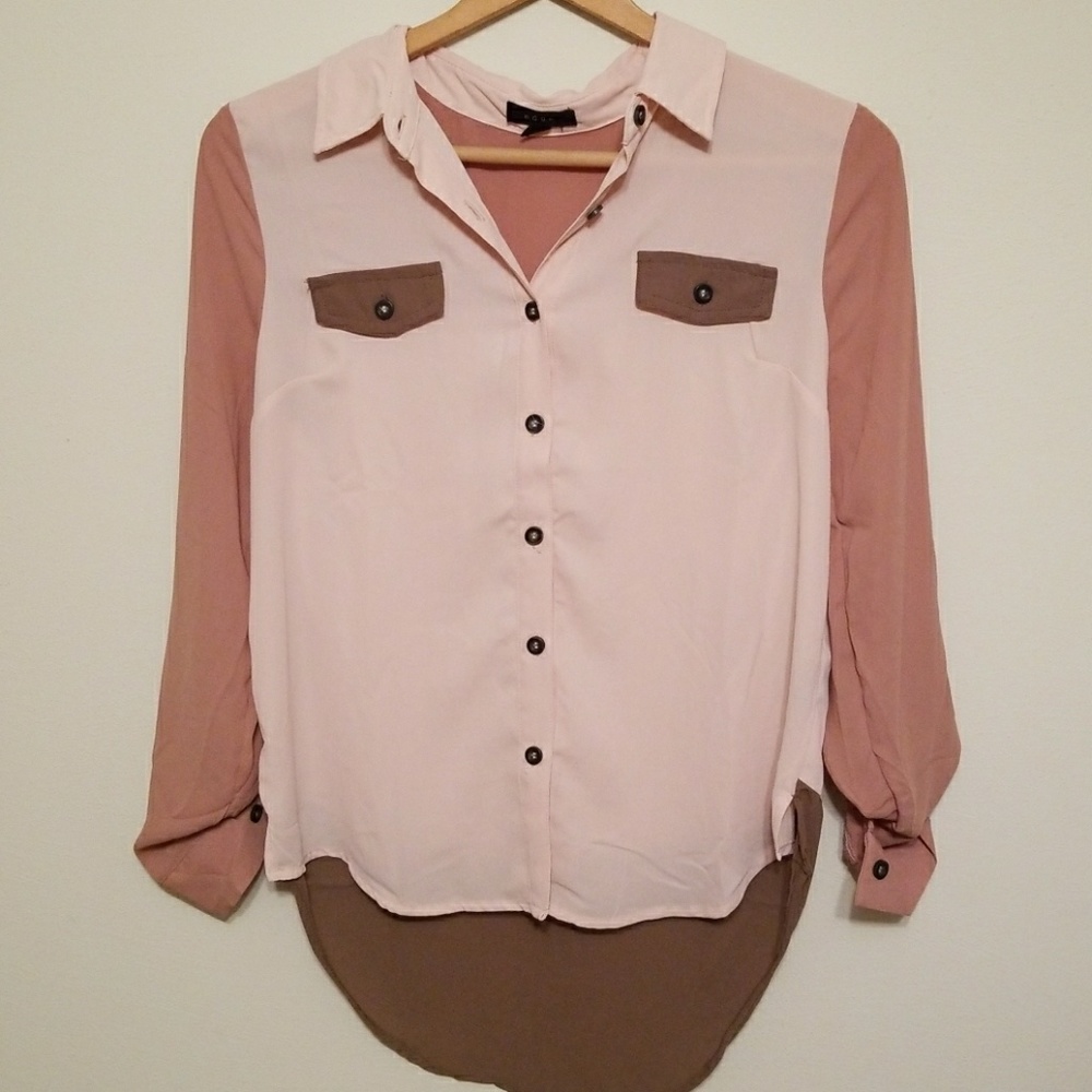 Button Up High-Low Shirt