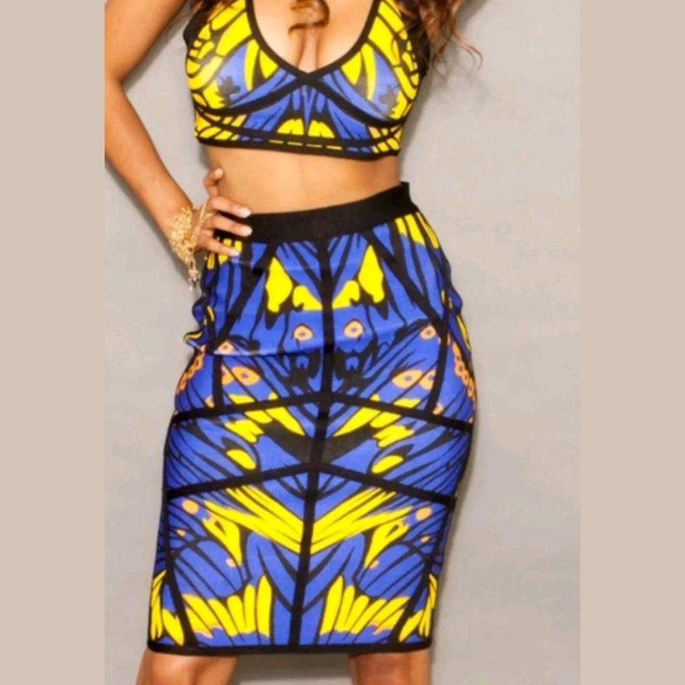 ⬇️$90 sz L Bandage Crop Top Skirt Dress Set NWOT