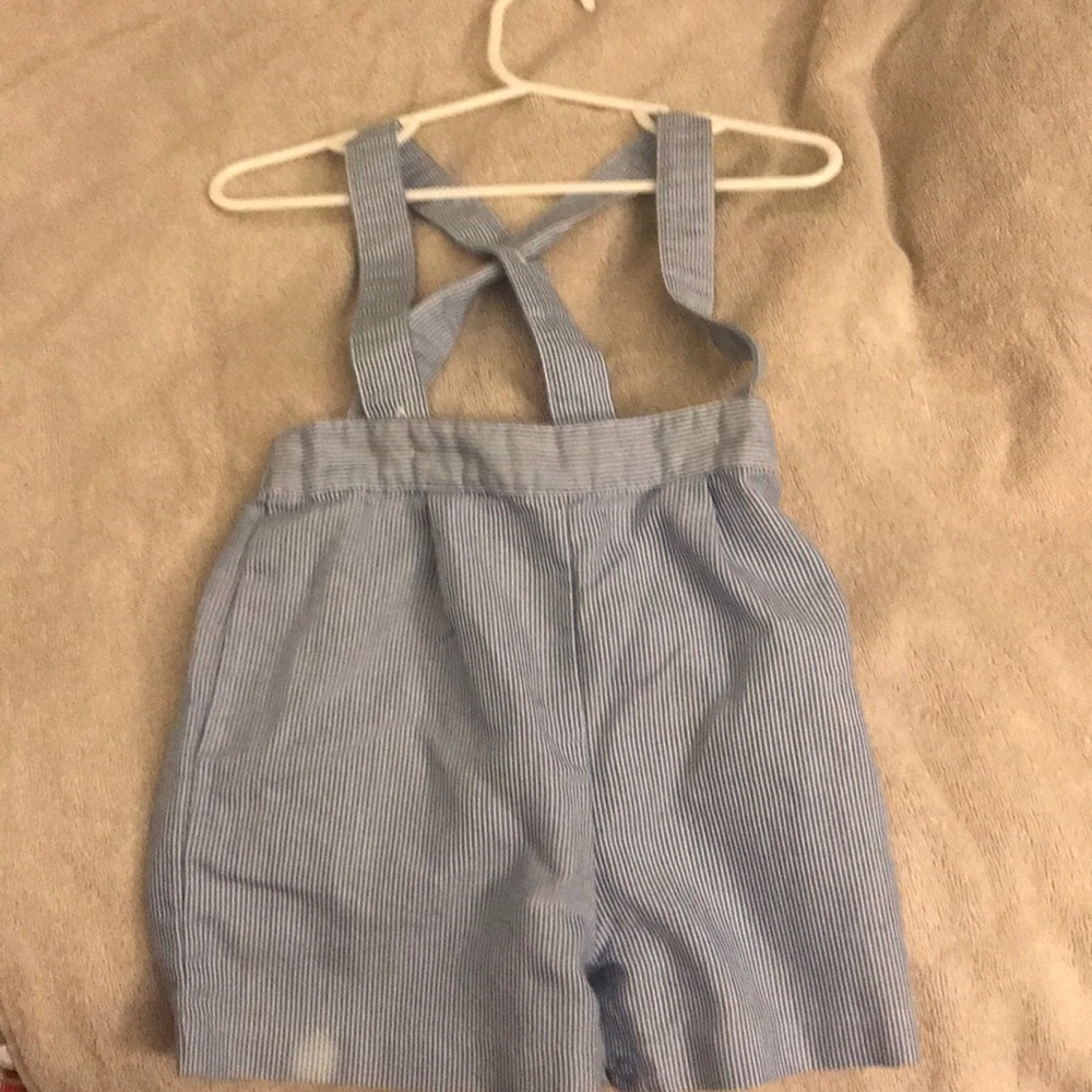 24m toddler seersucker suspender short