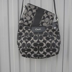 Coach Signature Crossbody & Striped Wristlet