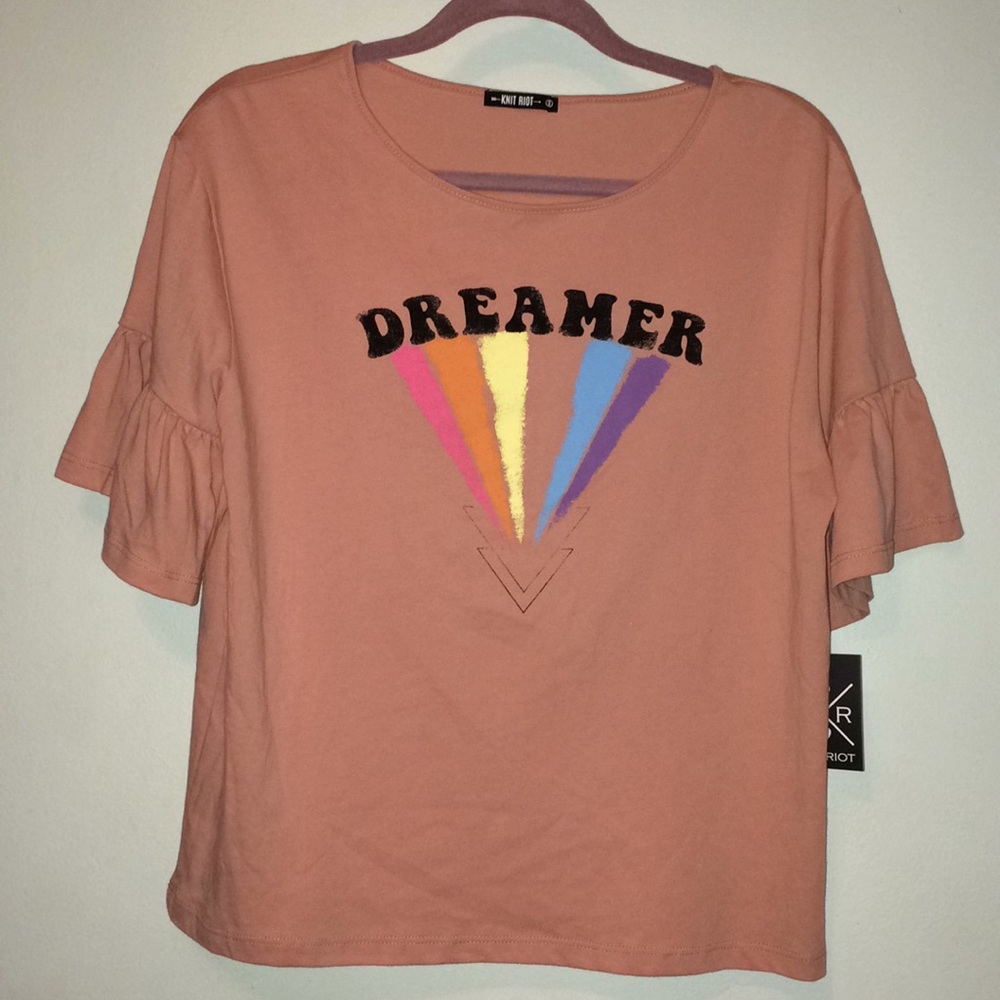 DREAMER KNIT RIOT NWT bell sleeve cotton tee S